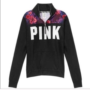 PINK Limited edition floral half zip pullover